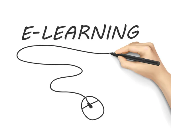 E-learning parola scritta a mano — Vettoriale Stock