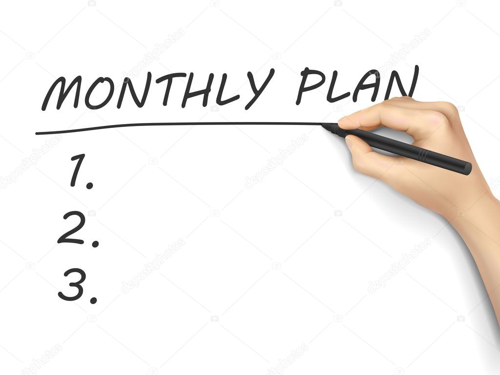 Monthly plan words written