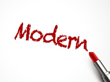 modern kelime kırmızı ruj tarafından yazılmış