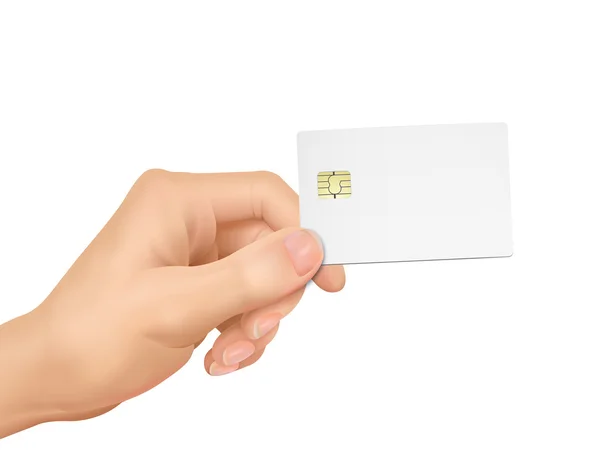3D-s kezében egy üres chipkártya — Stock Vector