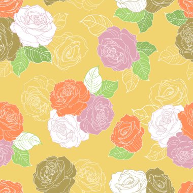 renkli Dikişsiz gül desen