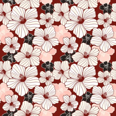 basitlik hibiscus seamless modeli