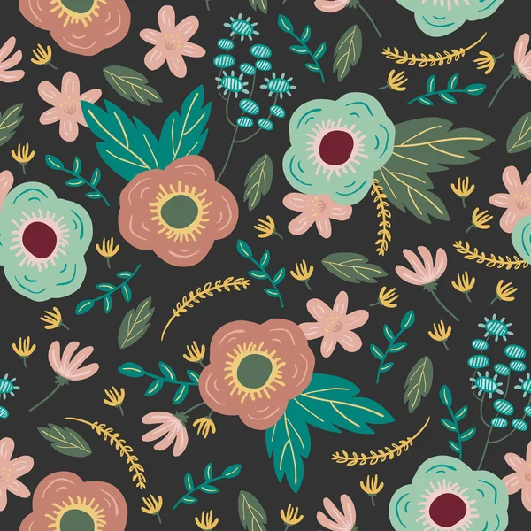 Fundo sem costura floral colorido — Vetor de Stock