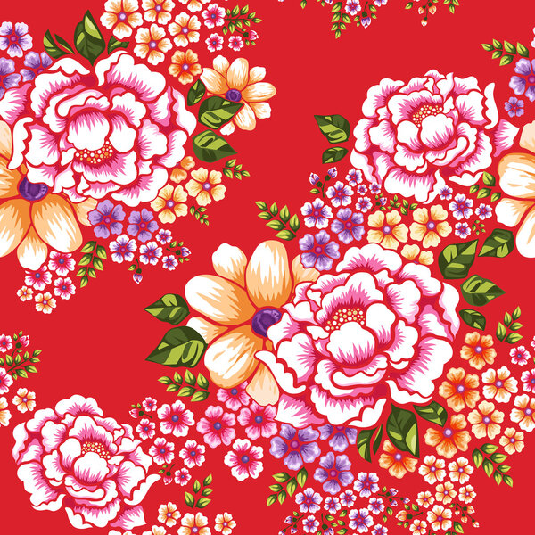 Taiwan Hakka culture floral seamless pattern
