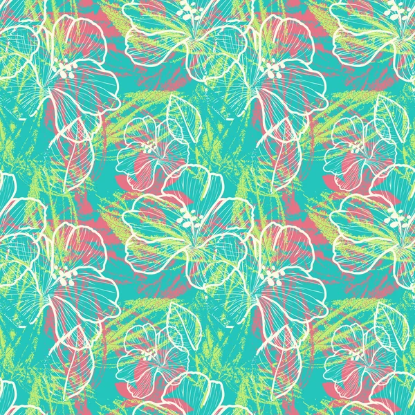 현대 화려한 꽃 원활한 패턴 — 스톡 벡터