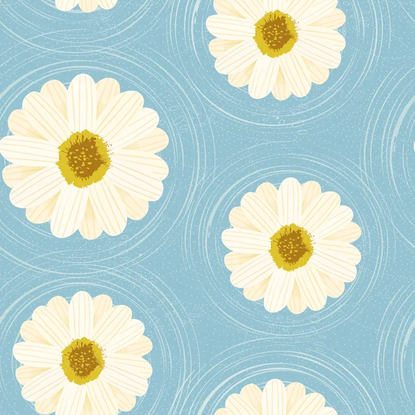 Daisies flowers seamless floral pattern — Stock Vector