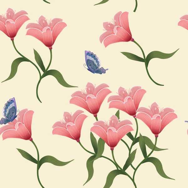 Anmutige Blume nahtloses Muster — Stockvektor