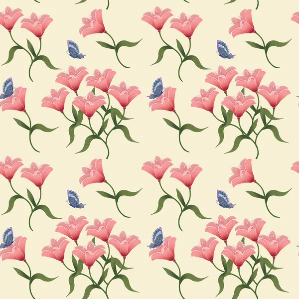 Graceful flower seamless pattern — Stock Vector