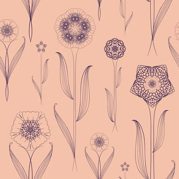Delicate naadloze floral patroon achtergrond — Stockvector