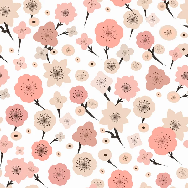 Bedårande plommon blomma seamless mönster — Stock vektor
