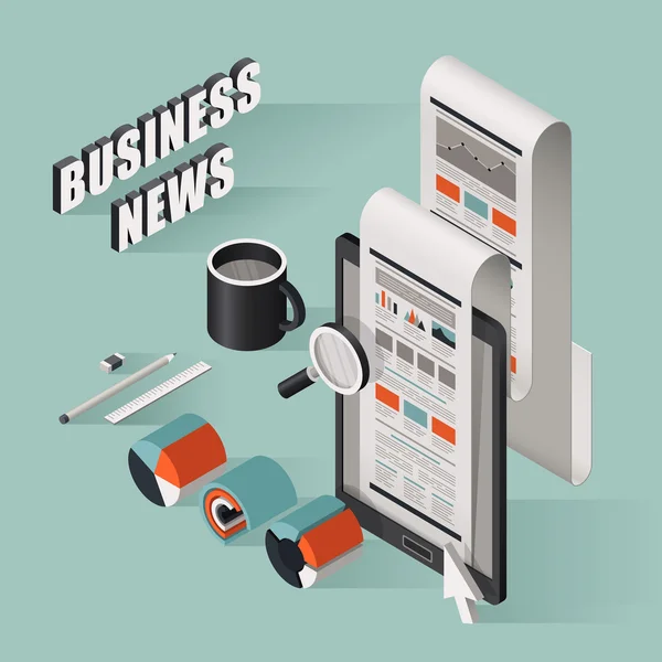 Platt 3d isometrisk business news illustration — Stock vektor