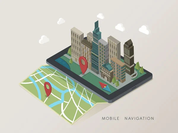Illustration de navigation mobile isométrique 3D plate — Image vectorielle
