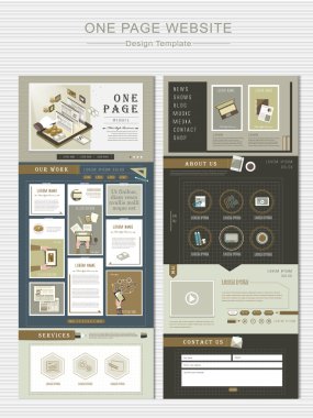 Retro bir sayfa web sitesi tasarım şablonu 