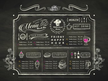 retro restaurant menu design clipart