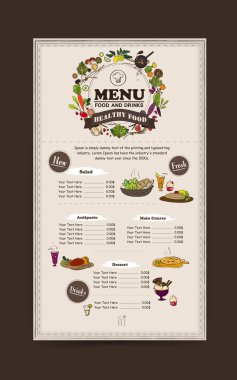 adorable restaurant menu design  clipart