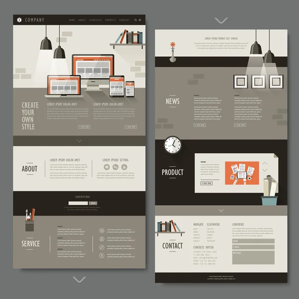 Bureau intérieur une page conception de site Web — Image vectorielle