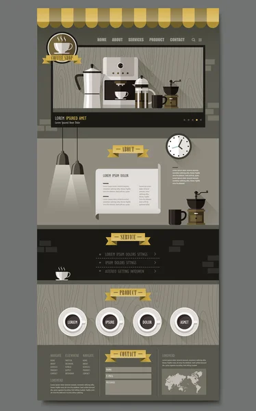Koffie shop concept één pagina websiteontwerp — Stockvector