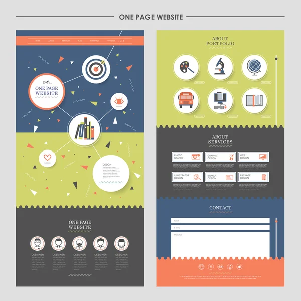 Красочный шаблон дизайна сайта на одну страницу — стоковый вектор