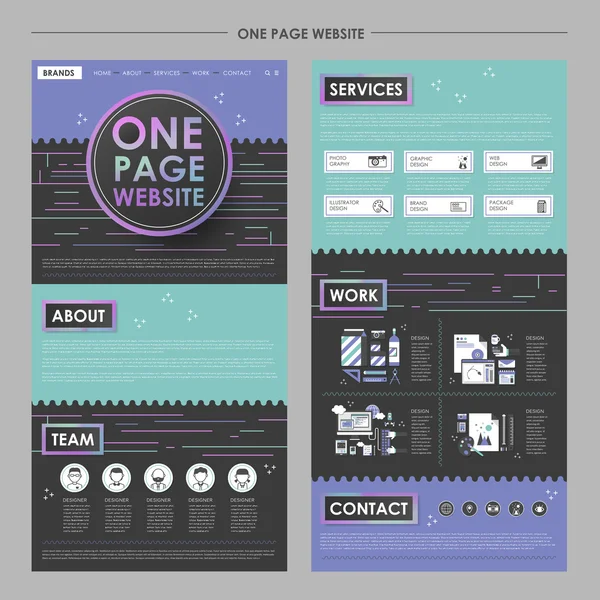 Fashionable one page website design template — 图库矢量图片