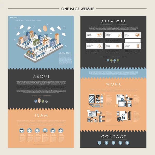 Прекрасный дизайн сайта одной страницы — стоковый вектор