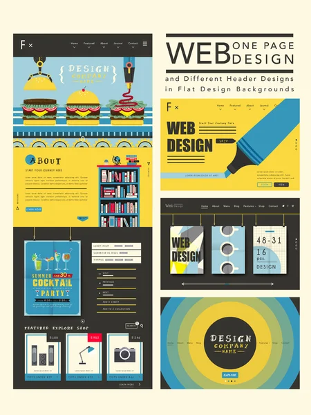 魅力的な 1 つのページのウェブサイトのデザイン テンプレート — ストックベクタ