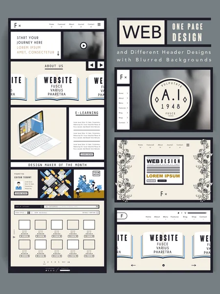 Elegante plantilla de diseño de sitio web de una página — Archivo Imágenes Vectoriales