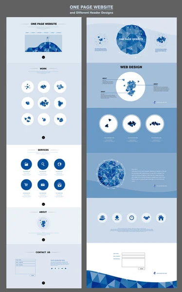 Elegante plantilla de diseño de sitio web de una página — Vector de stock