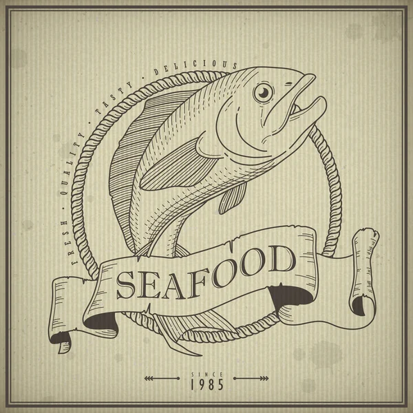 Retro seafood menu design — Stock Vector