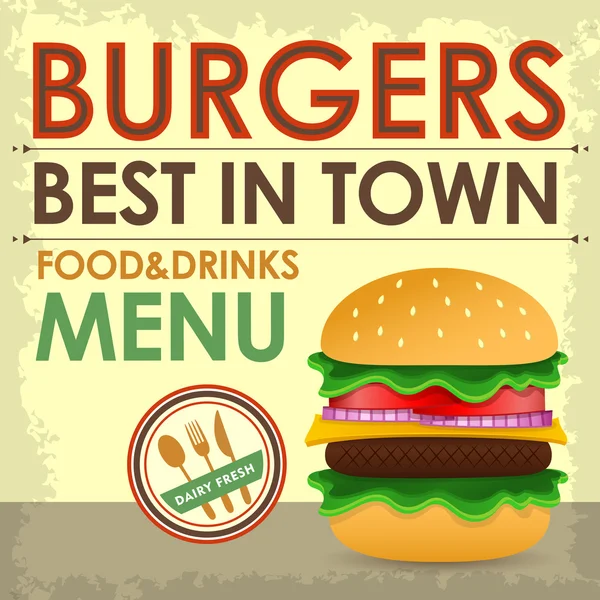 Fast food menu design s hamburgery — Stockový vektor