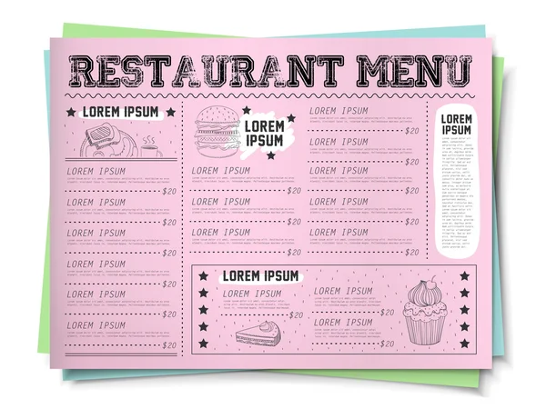 Diseño atractivo menú restaurante — Vector de stock