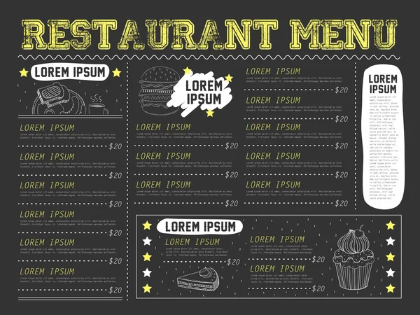 Diseño atractivo menú restaurante — Vector de stock