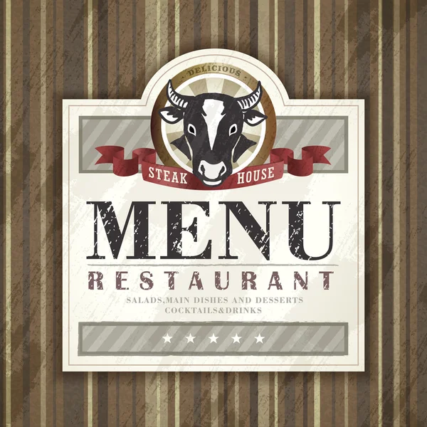 Steak house restaurace menu design — Stockový vektor