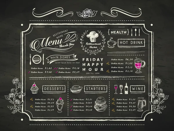 Design de menu restaurant rétro — Image vectorielle