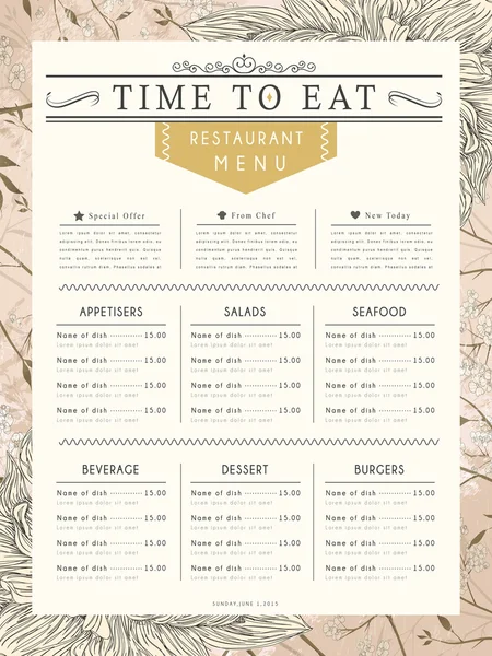 Sierlijke restaurant menu ontwerp — Stockvector