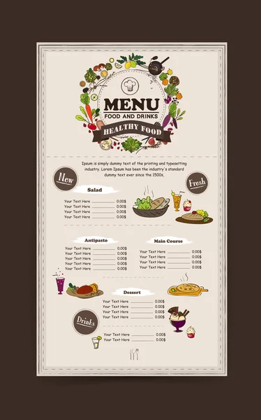Rozkošná restaurace menu design — Stockový vektor