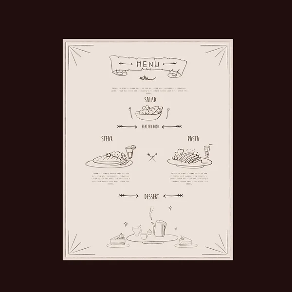 Elegante menu ristorante di design — Vettoriale Stock