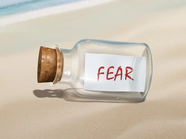 Fear message in a bottle — Stock Vector