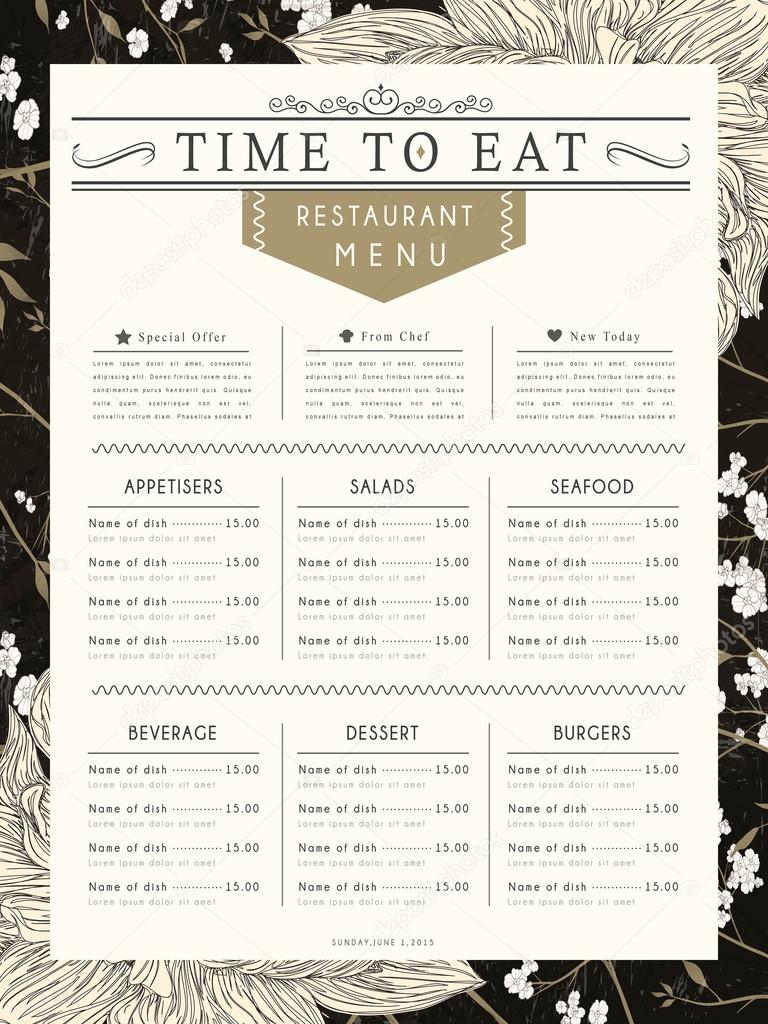 graceful restaurant menu design