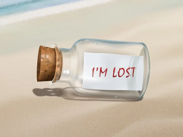 I'm lost message in a bottle — Stock Vector