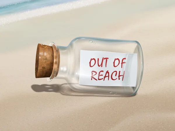 Out of reach message in a bottle — Stock Vector