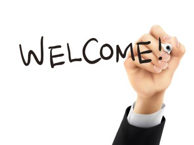 3D el tarafından yazılmış hoş geldiniz