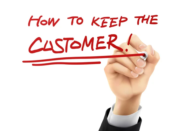 How to keep the customer written by 3D hand — стоковый вектор