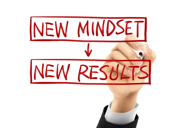 New mindset for new results written by 3d hand — Stock Vector