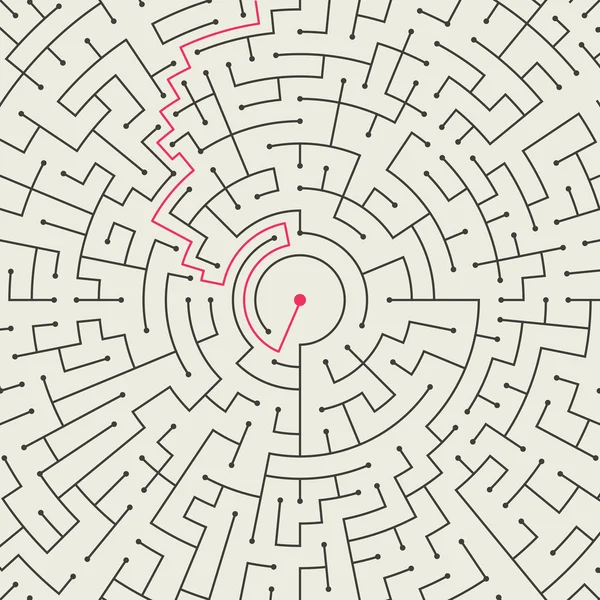 Gros plan regarder labyrinthe circulaire — Image vectorielle