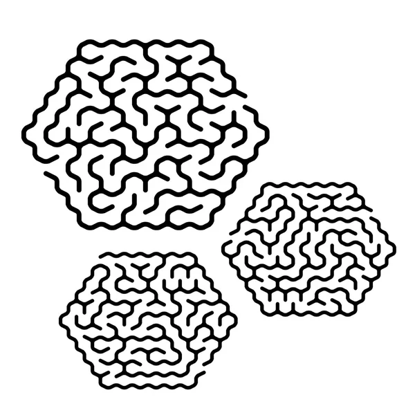 Unico set labirinto esagonale — Vettoriale Stock