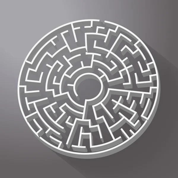 Laberinto circular elegante con sombra — Vector de stock