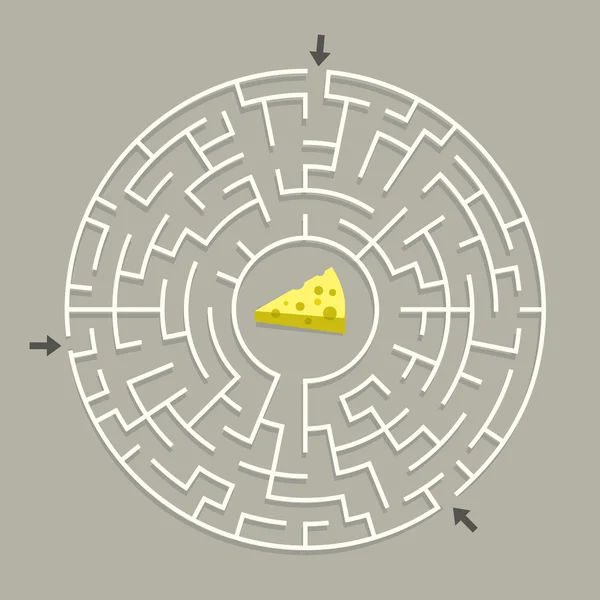 Charmant labyrinthe circulaire au fromage — Image vectorielle