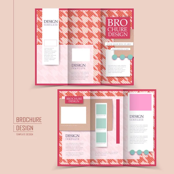 Rosa houndstooth sfondo tri-fold brochure — Vettoriale Stock