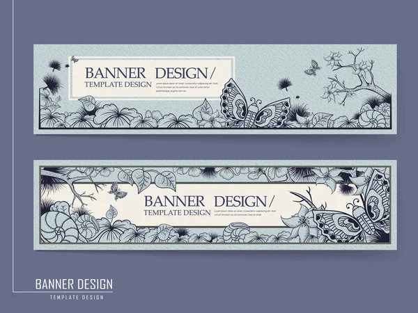 Anmutiges Banner-Design mit Schmetterlingen — Stockvektor