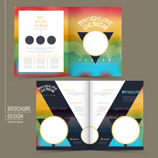 虹色の 2 つ折りパンフレットのテンプレート デザイン — ストックベクタ
